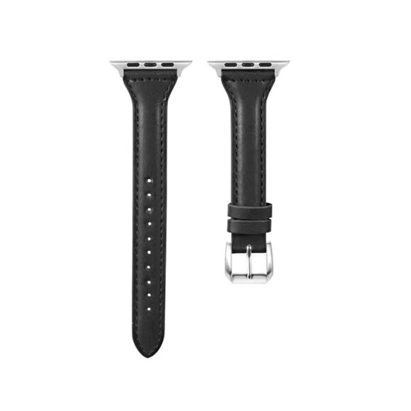 NEW[BAND] Slim BLACK Strap Leather For Apple Watch - Picture 3 of 5
